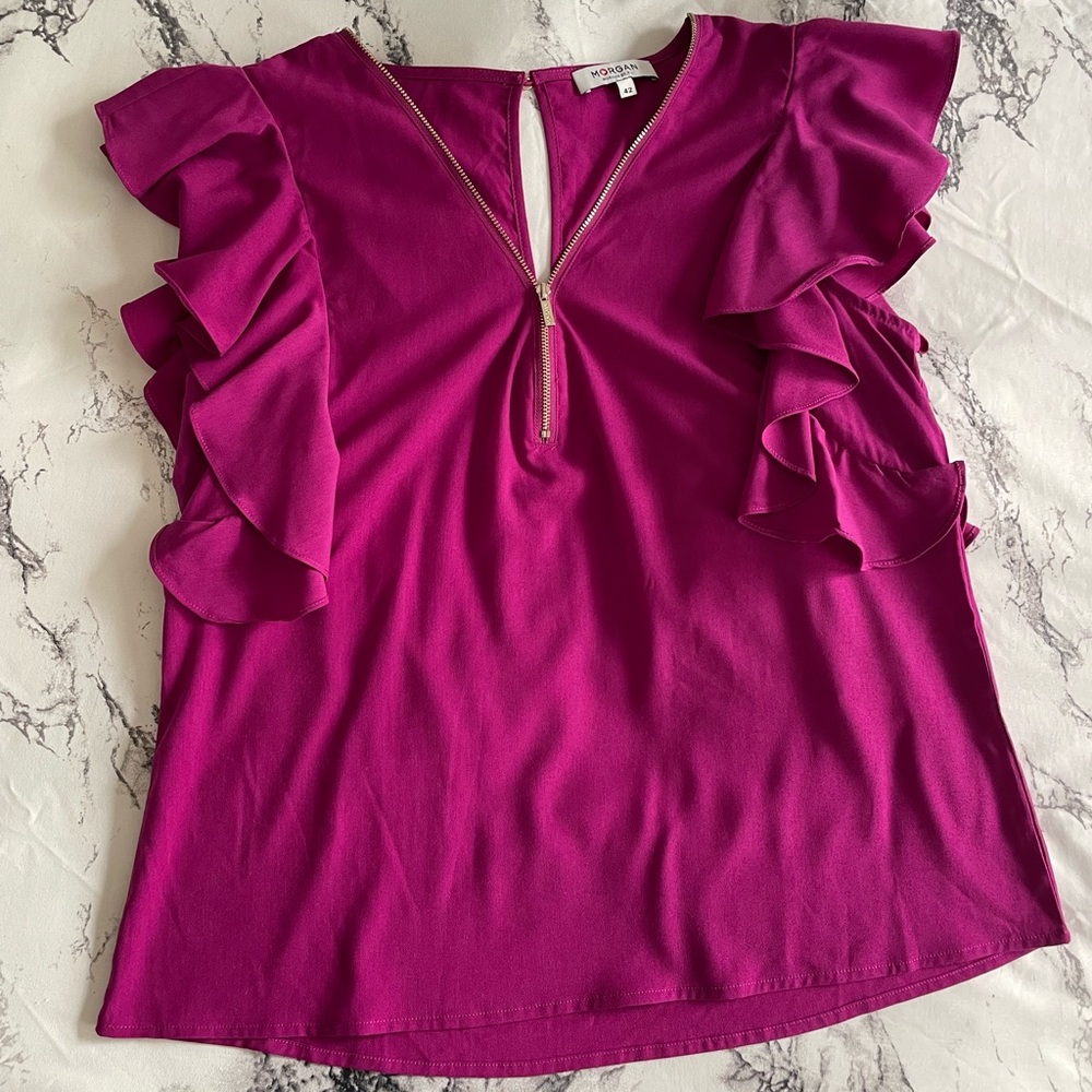 Fluffy sleeves Morgan fuchsia tank top size 42 M